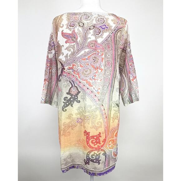 Sundance Floral Embroidered Paisley Print Tunic Top Size Large Multicolor Boho - Picture 2 of 10